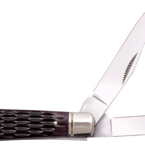 Cold Steel CSFLMTRPRJ Trapper Mini 2.60"/2.70" Folding Clip/Spey Plain 3Cr13MoV SS Blade/Brown Jigged w/Polished Bolsters Bone Handle