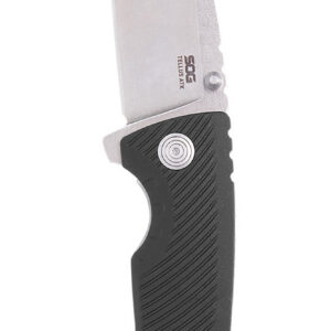 S.O.G SOG11060243 Tellus ATK 3.50" Folding Clip Point Plain Stonewashed Cryo 440C SS Blade/ Black Textured w/Orange Backspacer GRN Handle Includes Belt Clip