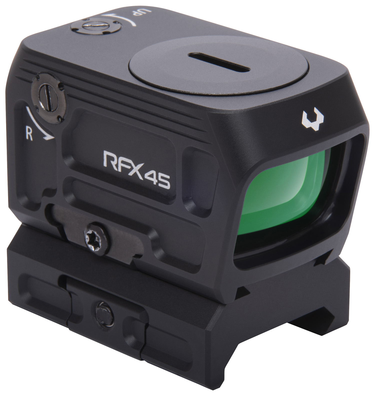 Viridian 9810059 RFX45 Black Anodized 1 x 24 mm x 15.5 mm 5 MOA Green Dot ACRO/Picatinny Low Mount