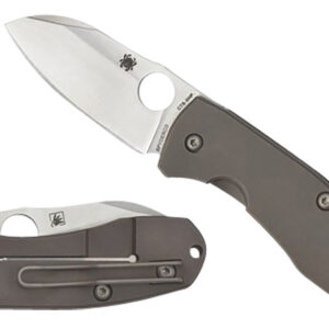 Spyderco C158TIP2 Techno 2 2.52" Folding Sheepsfoot Plain CTS XHP Steel Blade/Matte Stonewashed Titanium Handle Includes Pocket Clip