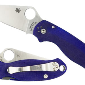 Spyderco C223GPDBL Para 3 2.95" Folding Plain Satin CPM S110V Blade/Dark Blue Textured G10 Handle Includes Pocket Clip