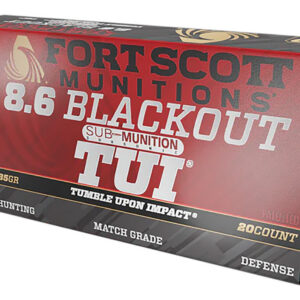 Fort Scott Munitions 86BLK285SCV2SS Tumble Upon Impact (TUI) 8.6Blackout 285gr Solid Copper Spun 20 Per Box/10 Case