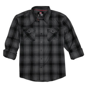 Hornady Gear 32223 Flannel Shirt Large Gray/Black, Cotton/Polyester, Relaxed Fit Button Up