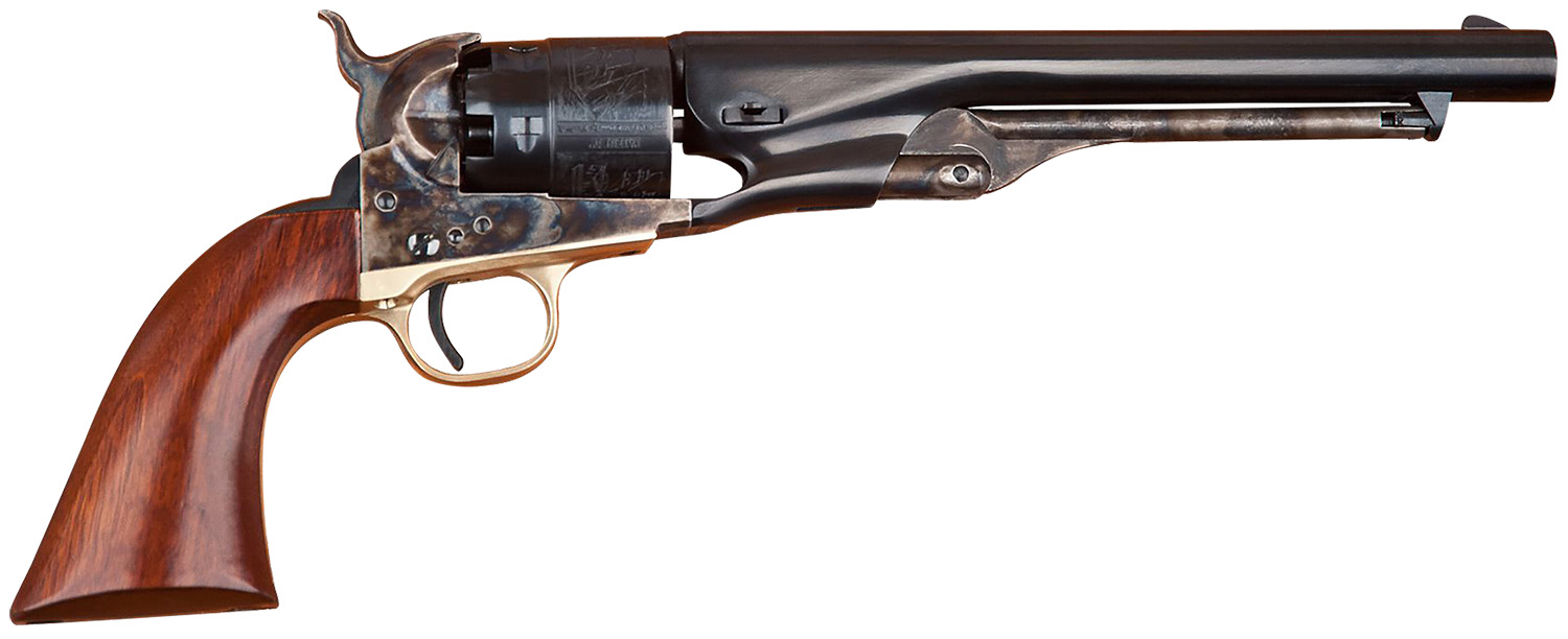 Cimarron CA040 1860 Army .44 Cal 8" 6 Shot Color Case Hardened Frame, Blued Fluted Cylinder, Blued Round Steel Barrel, Smooth Walnut Grip