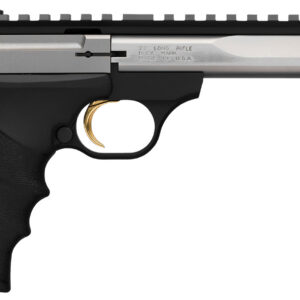Browning 051507490 Buck Mark Contour 22 LR 10+1, 5.50" Polished Flats Contoured Barrel, Matte Stainless Serrated w/Picatinny Rail Slide, Matte Black Anodized Frame, Black URX Grip, Ambidextrous