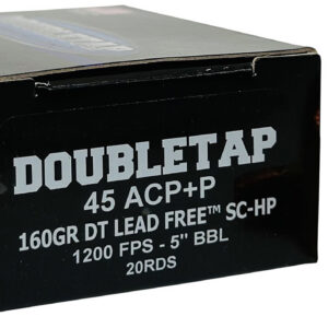 DoubleTap Ammunition 45A160XM 45ACP 160gr Lead Free Hollow Point 20 Per Box/50 Case