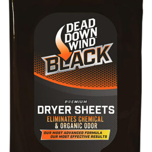 Dead Down Wind 117019 Black Premium Dryer Sheets Odor Eliminator Unscented Scent Dryer Sheet 40 Count