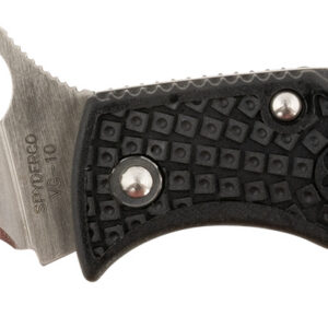 Spyderco MBKWSB Manbug 1.91" Folding Wharncliffe Serrated Non-Reflective Black TiCN VG-10 SS Blade, Black Textured FRN Handle