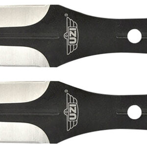 Uzi Accessories UZKTRWTZP Throwing Knives Two Fixed Plain Black/Silver Stainless Steel Blade, Black Stainless Steel Handle, Includes Nylon Holster