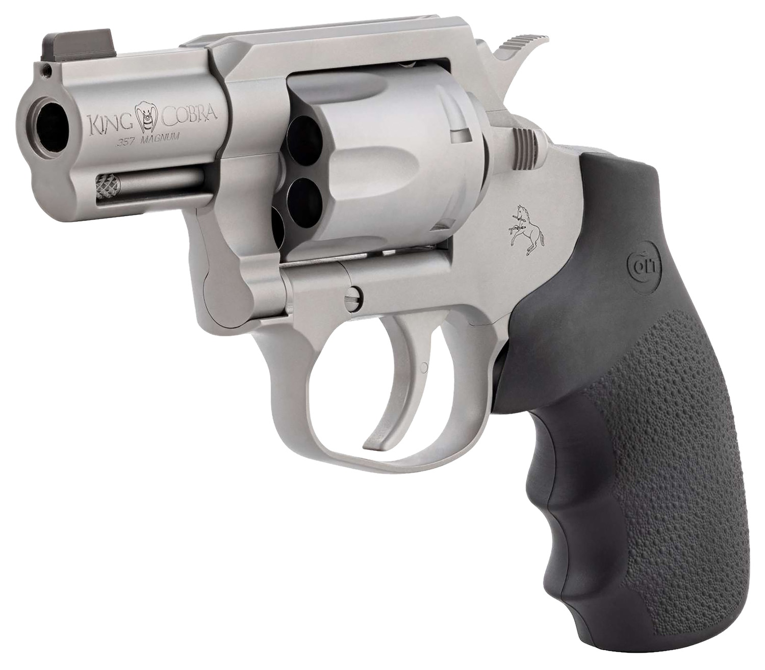 Colt Mfg KCOBRASM2BBS King Cobra Small 357 Mag 6 Shot 2" Matte Stainless Steel Barrel, Cylinder Frame, Black Hogue Overmolded Grips, Exposed Hammer