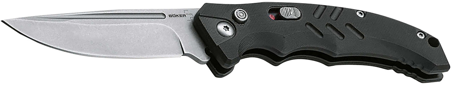 Boker 01BO482 Intention II Folding Drop Point Plain D2 Steel Blade Black G10 Handle
