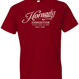 Hornady Gear 31872 Vintage Script Red Cotton Semi-Fitted Medium