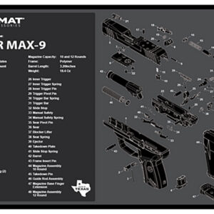 TekMat TEKR17RUGERMAX9 Ruger Max 9 Cleaning Mat Black/White Rubber 11"x17" Ruger Max 9 Parts Diagram