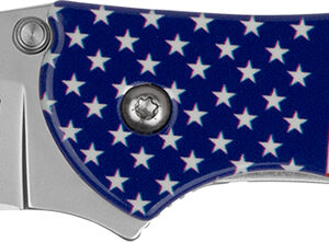 Kershaw 1660USA Leek USA EDC 3" Folding Drop Point Plain Bead Blasted 14C28N Steel Blade, Red/White/Blue Flag Aluminum Handle