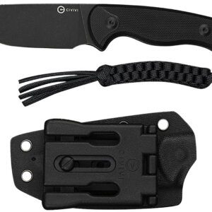 Civivi Knives C23094-1 Timberbark 3.20" Fixed Drop Point Plain Black Stonewashed 14C28N Steel Blade, 3.69" Black Textured G10 Handle