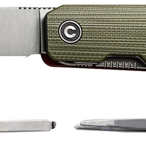 Civivi Knives C21004B-1 Sendy 2.83" Folding Spey Point Plain Satin Nitro-V Steel Blade. Green Textured G10 Handle