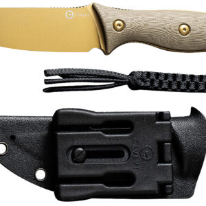 Civivi Knives C23041-2 Stormridge 3.92" Fixed Straight Back Plain Desert Tan Stonewashed Nitro-V Steel Blade, Tan Textured G10 Handle