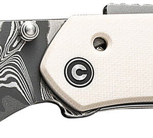 Civivi Knives C22036-DS1 Vision FG 3.54" Folding Reverse Tanto Plain Damascus Blade, Ivory G10 Handle