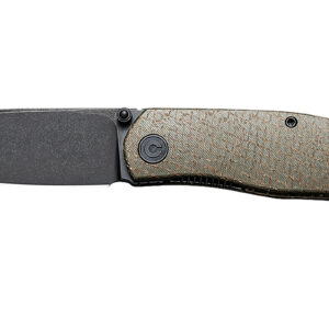 Civivi Knives C22007-2 Sokoke EDC 3.35" Folding Drop Point Plain Black Stonewashed 14C28N Steel Blade, Green Textured Burlap Micarta Handle