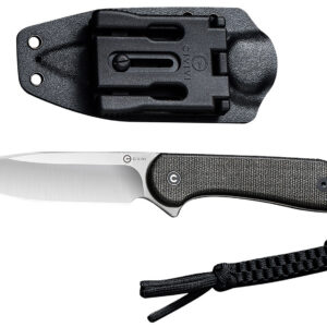 Civivi Knives C2105B Elementum 3.98" Fixed Plain Satin D2 Steel Blade, 4.50" Dark Green Micarta Handle