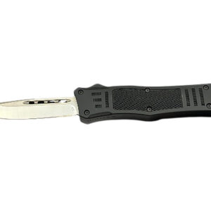 Steel River Knives MT618BULDP MT618 Ultralight 3.25" OTF Drop Point Plain Polished D2 Steel Blade, 4.25" Black Aluminum Handle