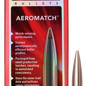 Hornady 22771 Aeromatch 22Cal 69gr Hollow Point Boat Tail 100 Per Box/25 Case
