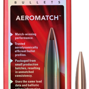 Hornady 30507 Aeromatch 30Cal 168gr Hollow Point Boat Tail 100 Per Box/15 Case