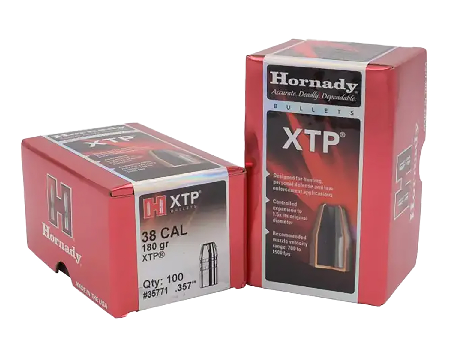 Hornady 35771 XTP 38Cal .357 180gr 100 Per Box/15 Case