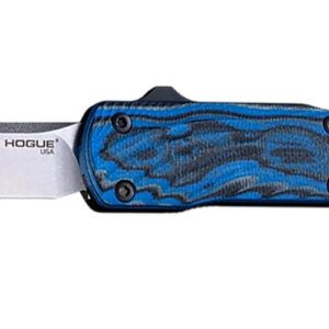 Hogue 34873 Counterstrike 3.35" OTF Drop Point Plain Stone Tumbled CPM 20V SS Blade, G-Mascus Blue Aluminum/G10 Handle