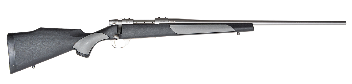 Weatherby Vanguard Weatherguard Full Size 25-06 Rem 5+1 24" Satin Threaded Barrel, Satin Stainless Steel Drilled & Tapped Receiver, Black/Gray Weatherguard Stock