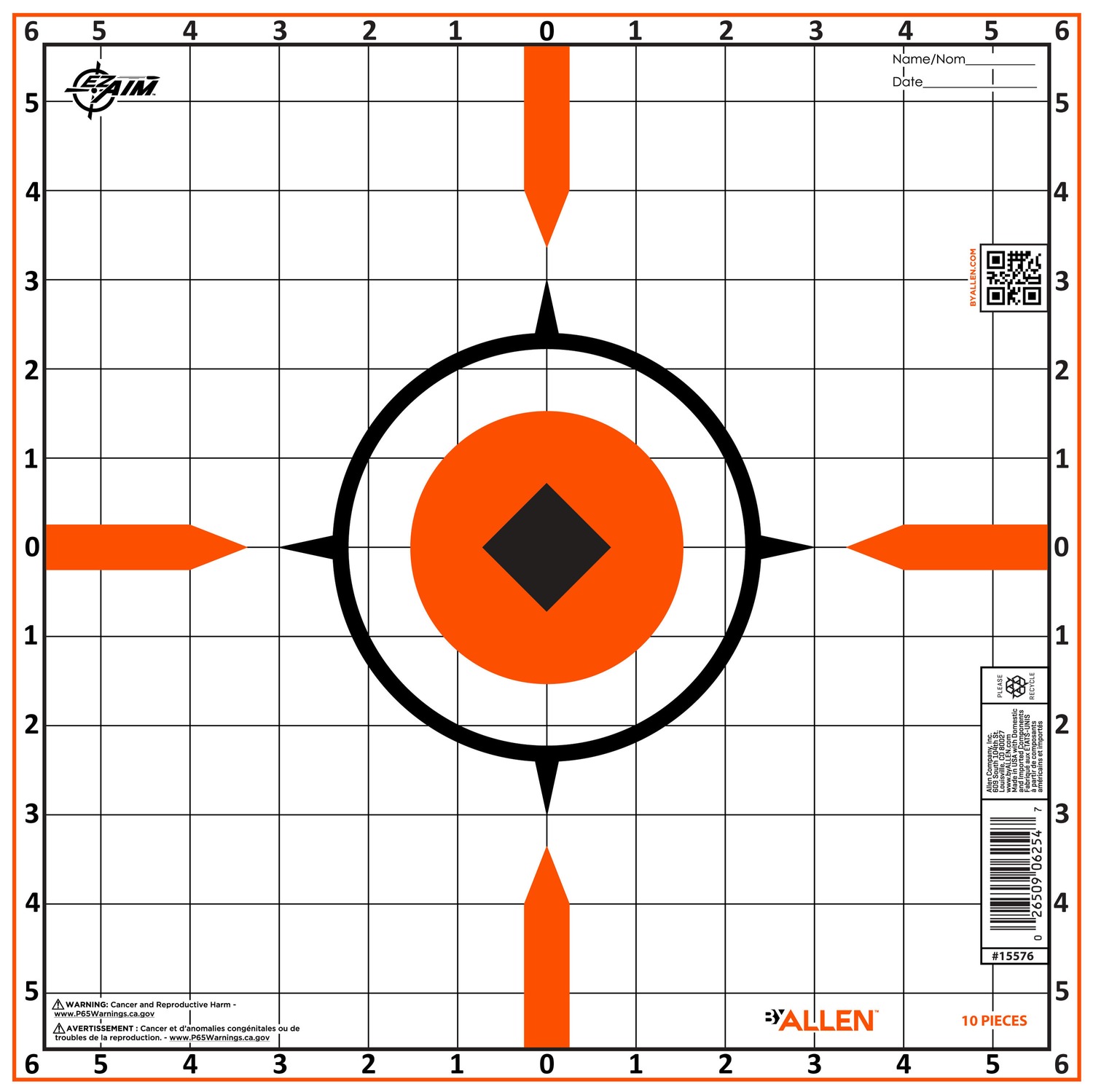 Allen 15576 Sight-In Grid Hanging Paper Universal 12"x12" Bright Orange 10 Pack