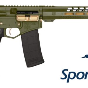 Diamondback DB175AK802 DB15 Sports South Exclusive 5.56 NATO 30+1 16" Gold Cerakote Threaded Barrel, Green Cerakote w/Gold Accents Aluminum Receiver w/Picatinny Rail, M-LOK Handguard, Magpul MOE Blac