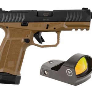 AREX DELTA M OR 9MM 1X15RD 1X17RD AMBI MAG AND SLIDE RELEASE 5X OPTICS PLATES FDE WITH CRIMSON TRACE RED DOT