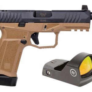 AREX DELTA M TACTICAL 9MM 1X15RD 1X17RD SUPPRESSOR HEIGHT SIGHTS 5X OPTICS PLATES FDE WITH CRIMSON TRACE RED DOT
