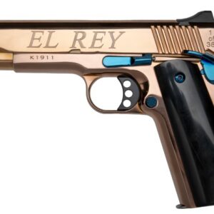 KIMBER CNC 1911 EL REY 38SUP 9RD 5IN BARREL ENGRAVED ROSE GOLD BLUE ACCENTS BLACK GRIPS 10231