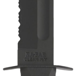 Ka-Bar 1212 Fighting/Utility  7" Fixed Clip Point Part Serrated Black 1095 Cro-Van Blade, Black Kraton G Handle, Includes Sheath