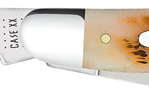 Case 00128 Stockman Medium 2.92"/2.15"/1.90" Folding Clip/Sheepsfoot/Spey Plain Mirror Polished Tru-Sharp SS Blade/Peach Seed Jigged Amber Bone Handle