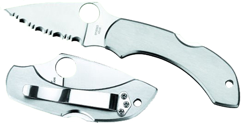 Spyderco C28P Dragonfly 2 2.31" Folding Clip Point Serrated VG-10 SS Blade Stainless Steel Handle Includes Pocket Clip