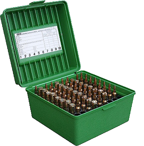 MTM Case-Gard R10010 Deluxe Ammo Box Round Handle Rifle Green Polypropylene 100rd