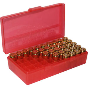 MTM Case-Gard P504529 Ammo Box Flip-Top Multi Caliber Clear Red Polypropylene 50rd