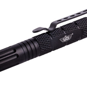Uzi Accessories UZITACPEN6BK Tactical Pen Black Aluminum 6" Features Glass Breaker/Cuff Key