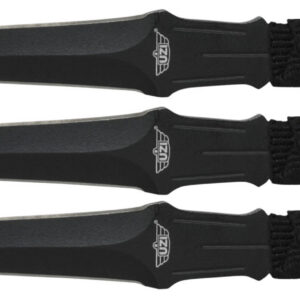 Uzi Accessories UZKTRW003 Throwing Knives 3" Fixed Straight Back Plain Black Stainless Steel Blade Black Nylon Cord Wrapped Handle