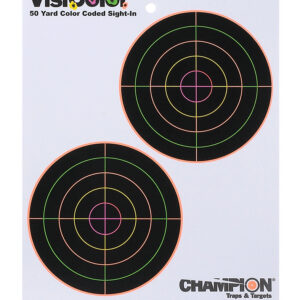 Champion Targets 45826 VisiColor 5" Double Bullseye Paper Self-Adhesive 8.50" x 11" Multi-Color 10 Pack