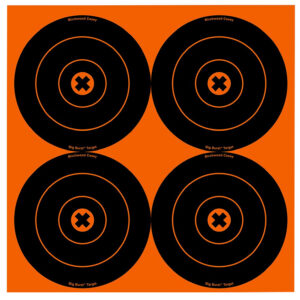 Birchwood Casey 36612 Big Burst Revealing Target Self-Adhesive Paper Black/Orange 6" Bullseye 12 Pack