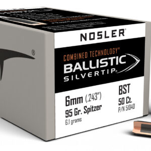 Nosler 51040 Ballistic Silvertip 6mm 95gr Spitzer Point 50/Box