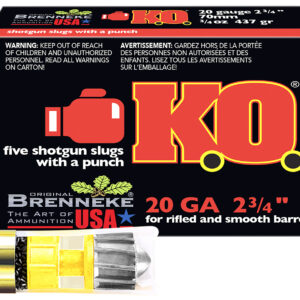 Brenneke SL202KO K.O. 20Gauge 2.75" 3/4oz Slug Shot 5 Per Box/50 Case