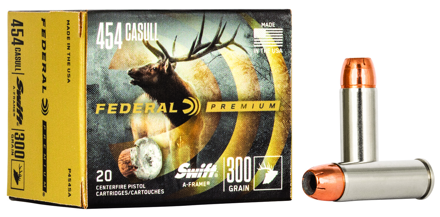 Federal P454SA Premium 454Casull 300gr Swift A Frame 20 Per Box/10 Case