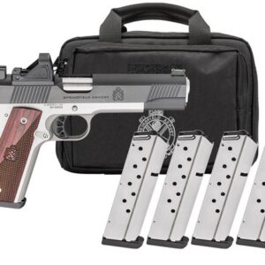 SPRINGFIELD ARMORY 1911 RONIN AOS 45ACP 5IN BARREL 8RD BLUE/SS U-NOTCH W/FIBER OPTIC 4MAGS PX9120LAOS-PAC