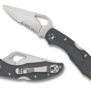 Spyderco BY04PSBK2 Byrd Meadowlark 2 Lightweight 2.87" Folding Drop Point Part Serrated 8Cr13MoV SS Blade Black Textured FRN Handle Includes Pocket Clip