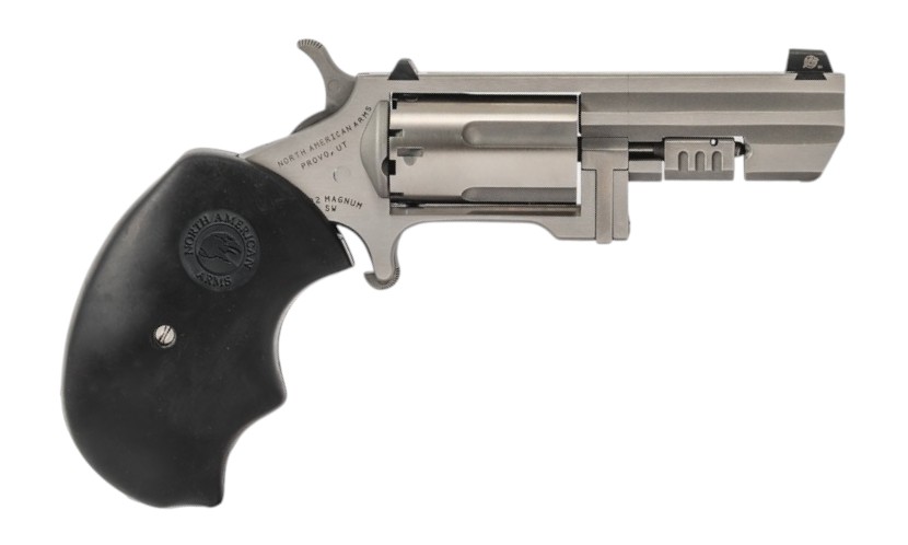 NAA RECLUSE 22 WMR 2IN BARREL 5RD SILVER SA SWING-OUT CYLINDER XS WHITE DOT SIGHT OVERSIZED BLACK RUBBER GRIP NAA-RECLUSE